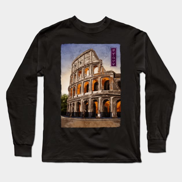 Colosseum - Black Long Sleeve T-Shirt by Thor Reyes